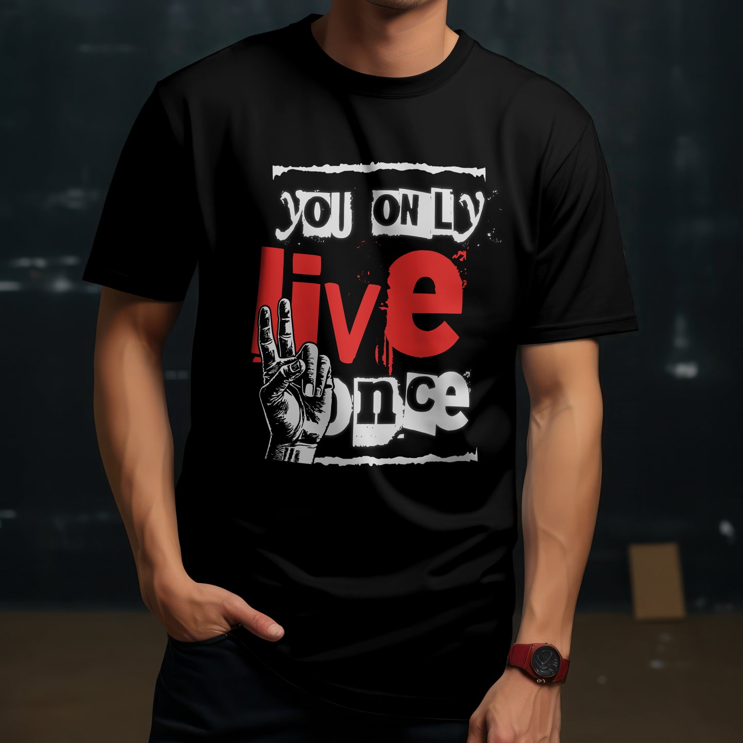 T-shirt "You Only Live Once" – Black Edition